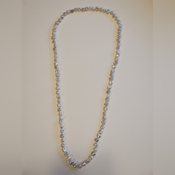 Baroque White Freshwater Pearl Opera Length Necklace - Picture 3 of 8